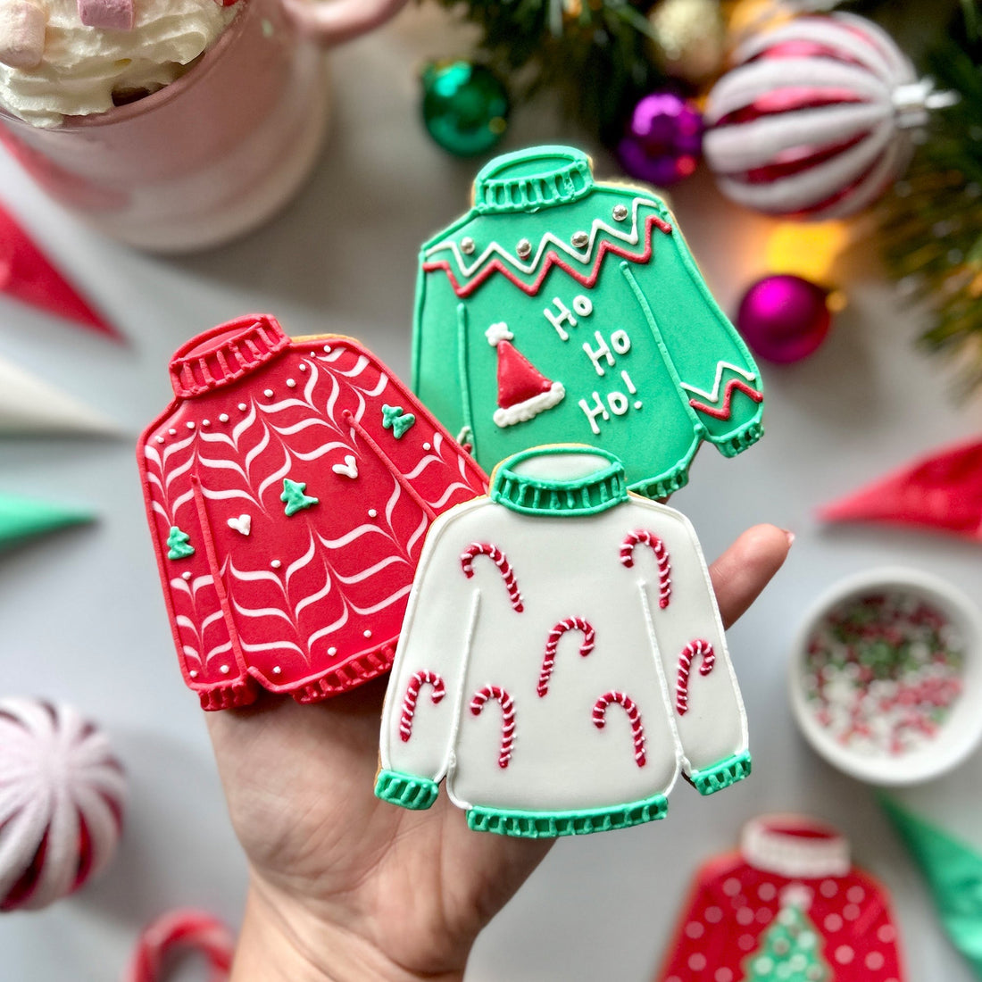 How to decorate your Christmas Jumper Cookies!