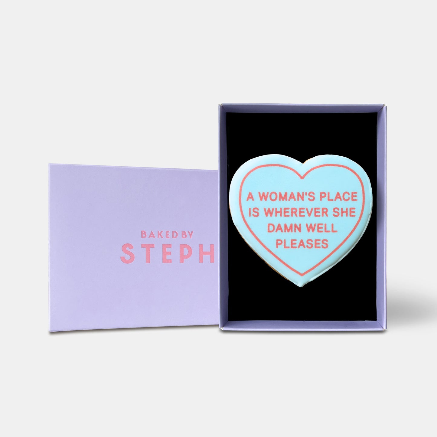 A Woman's Place Heart International Women's Day Letterbox Printed Iced Cookie
