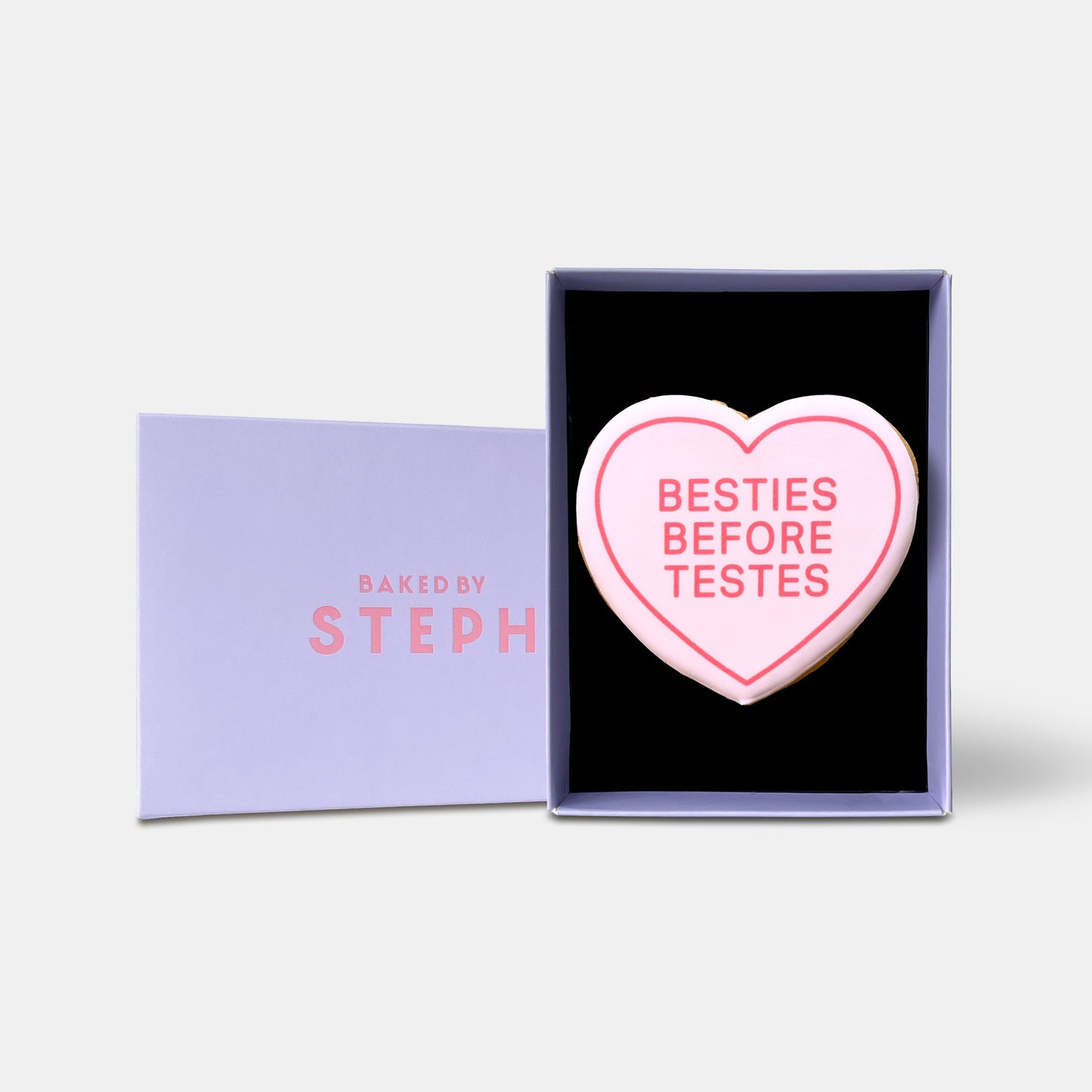 Besties Before Testes Love Heart Valentine's Letterbox Iced Cookie