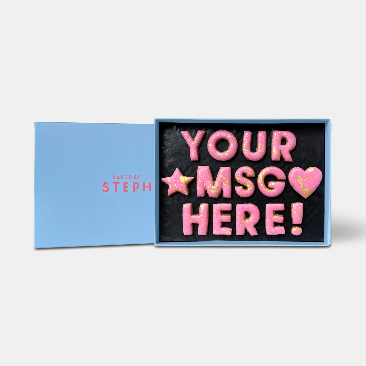 Vegan Personalised Custom Iced Cookie Message Box - Pink (14)