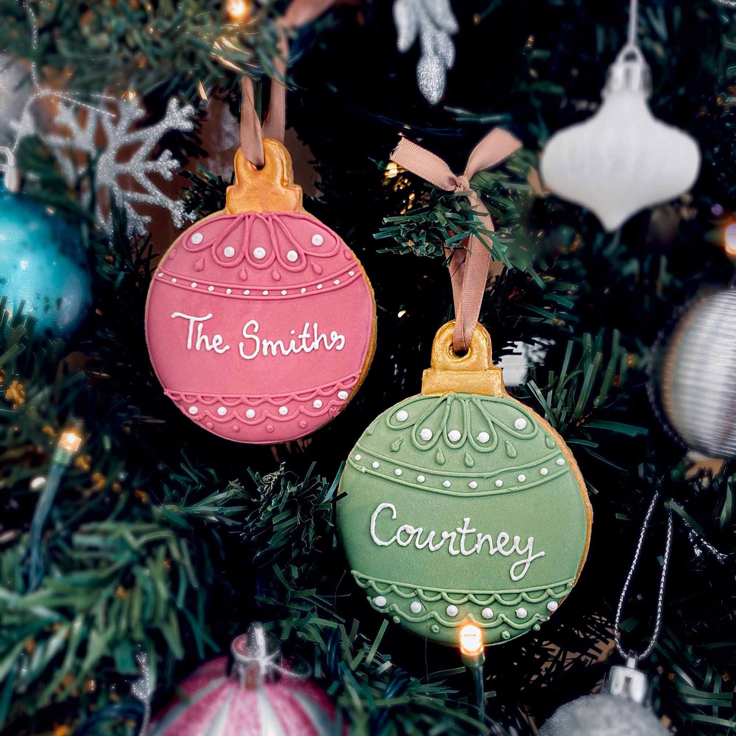 Vegan Personalised Purple Bauble Letterbox Cookie