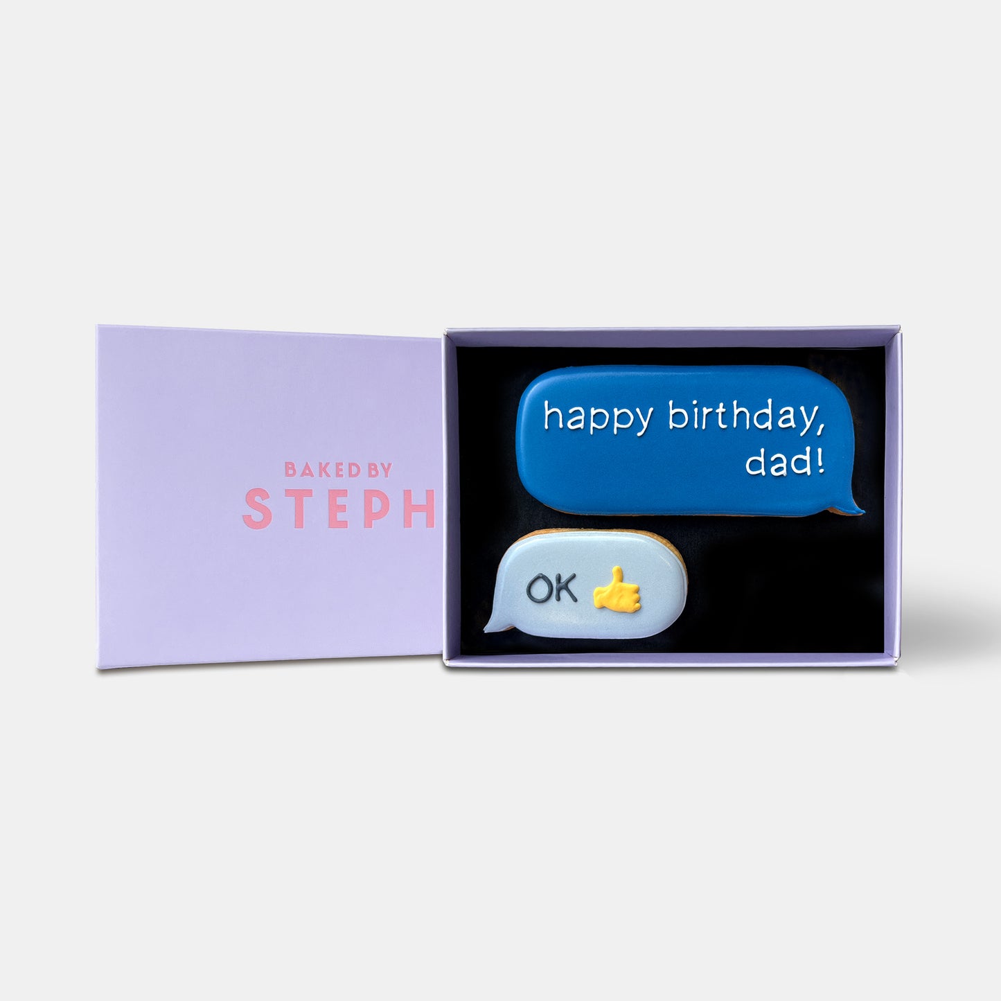 Happy Birthday Dad OK Text Letterbox Iced Cookies
