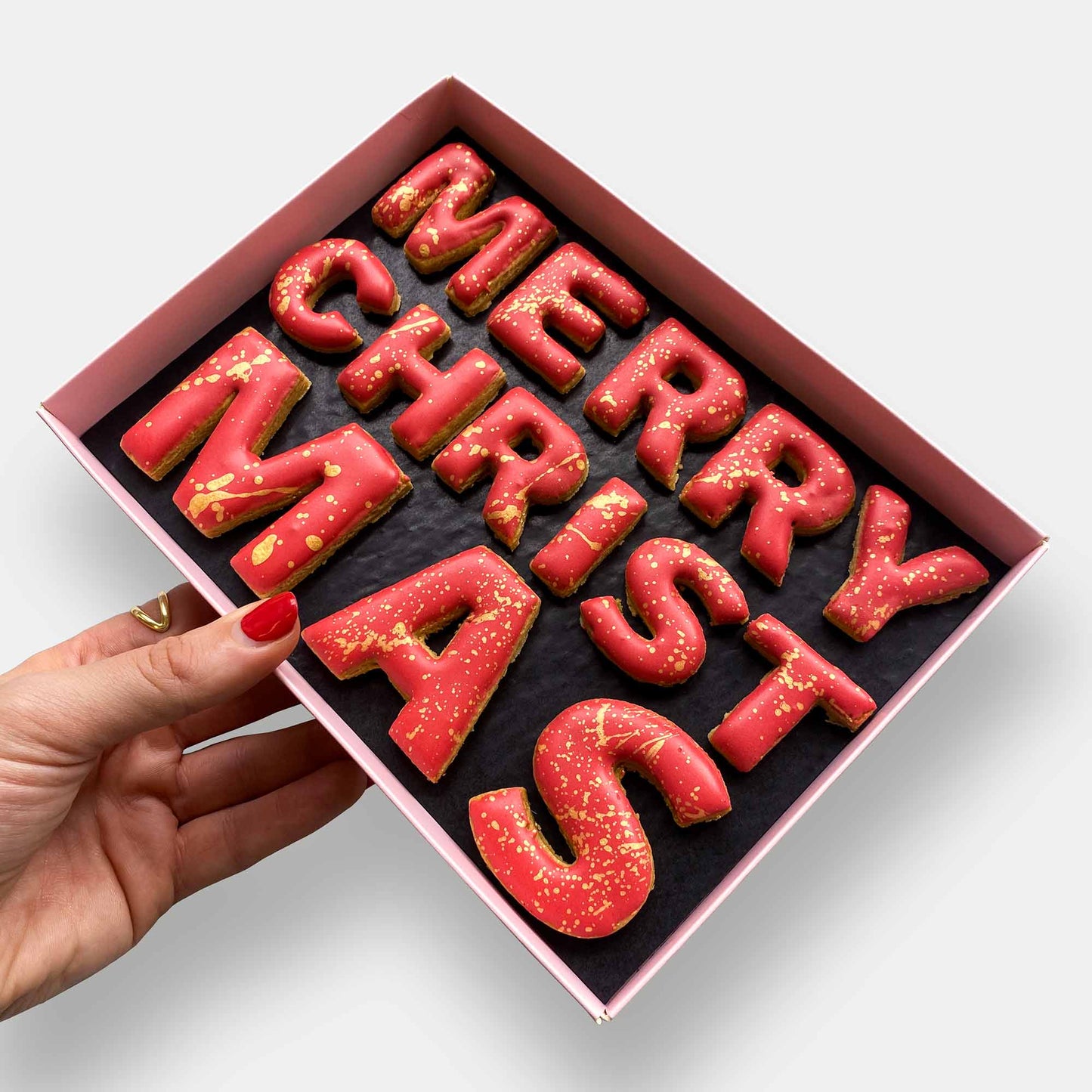 Vegan Merry Christmas Message Letterbox Cookies