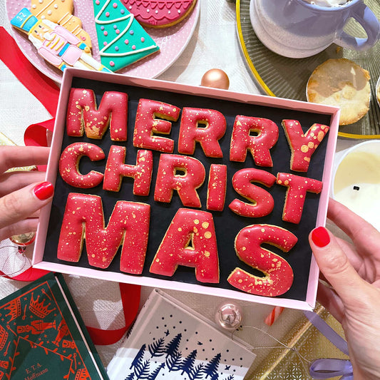 Vegan Merry Christmas Message Letterbox Iced Cookies