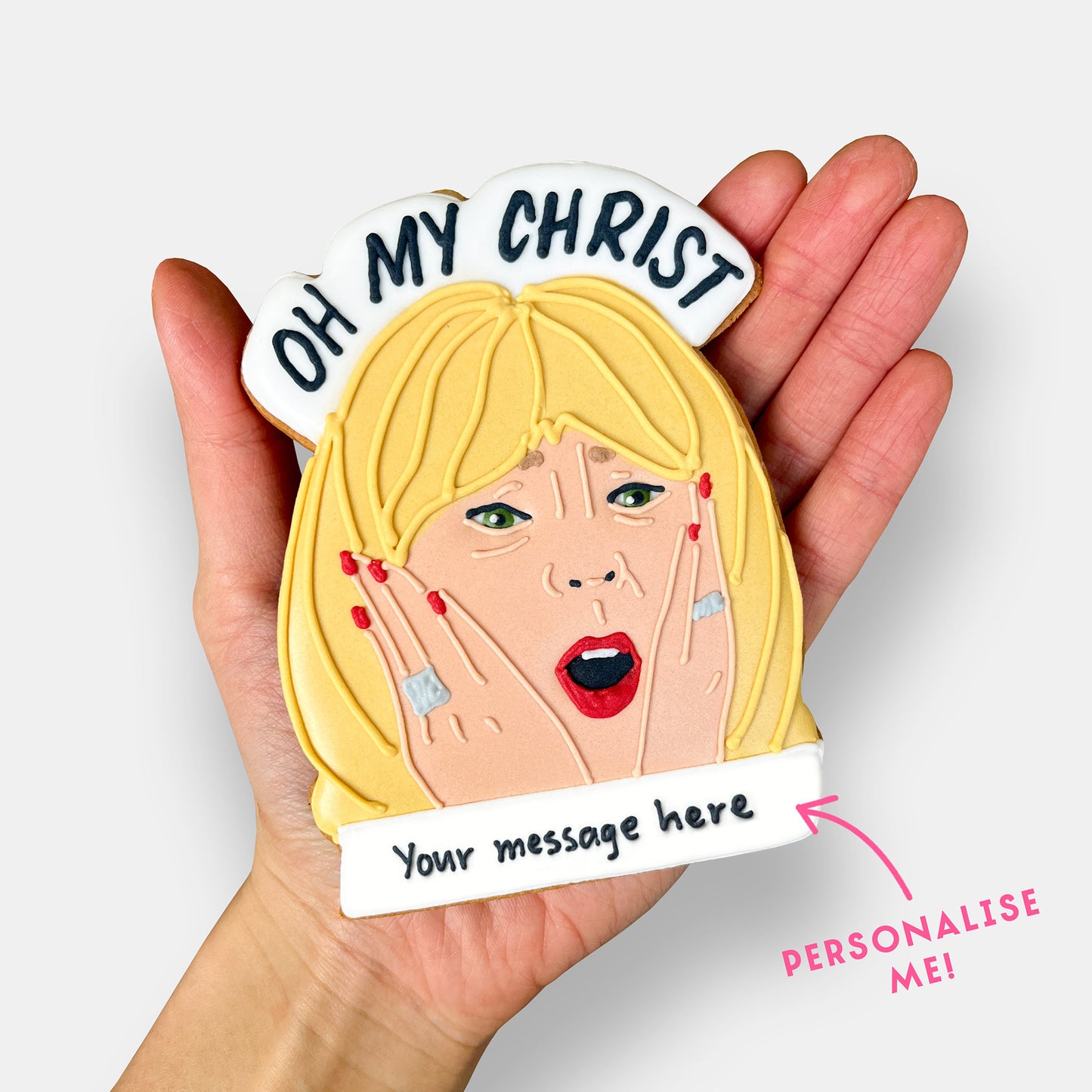 Personalised Oh My Christ! Letterbox Iced Cookie