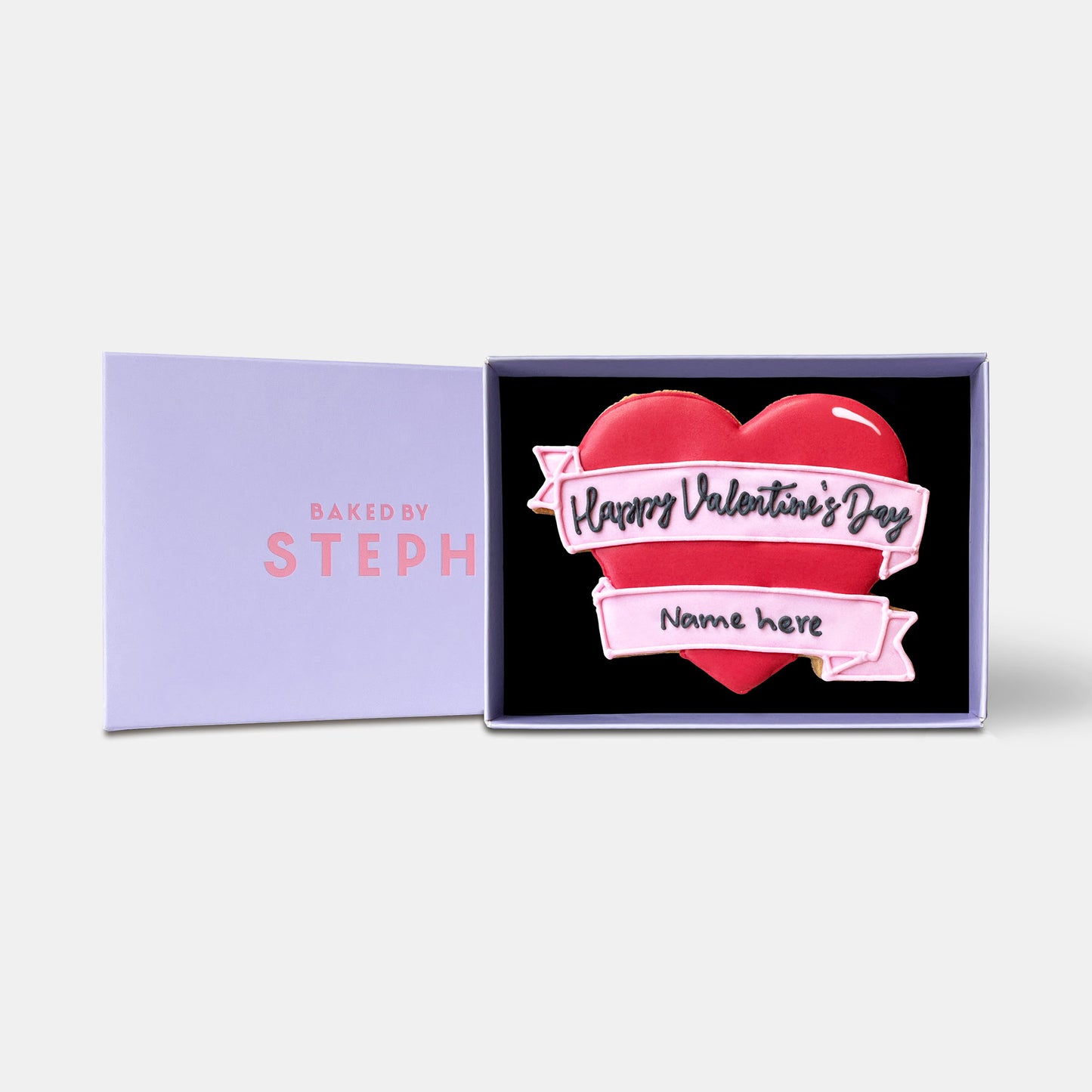 Personalised Banner Heart Valentine's Letterbox Iced Cookie