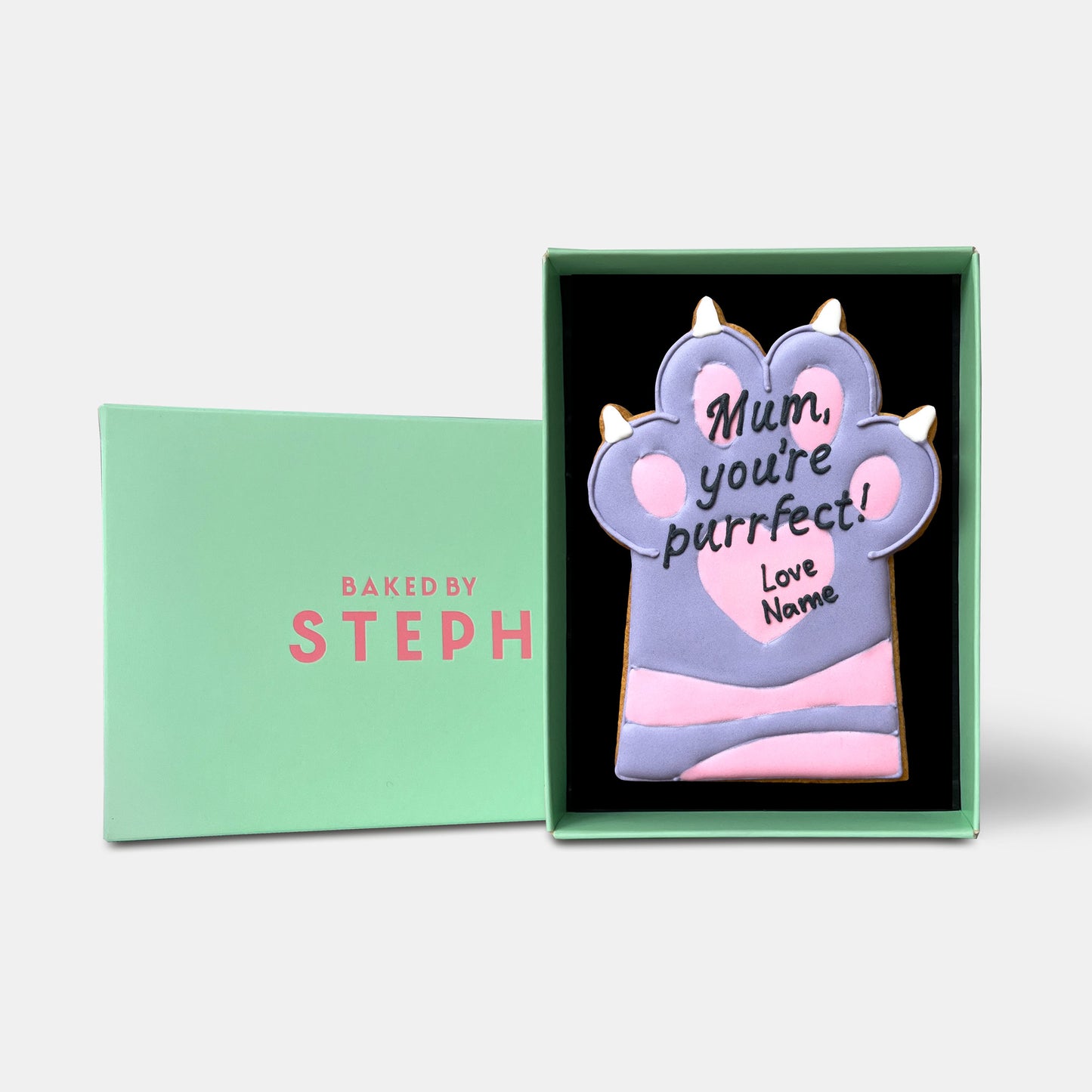 Personalised Best Mum Cat Paw Mother's Day Letterbox Iced Cookie