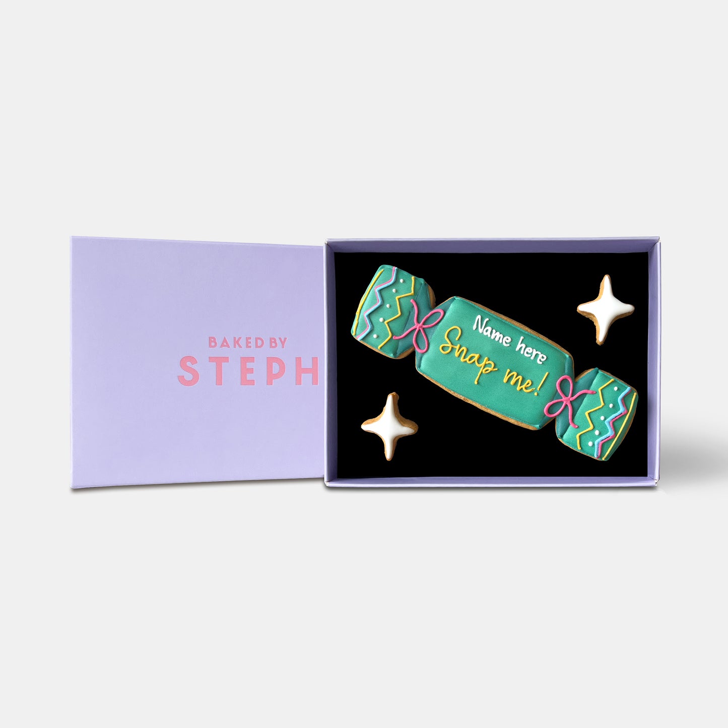 Personalised Christmas Cracker Letterbox Iced Cookie