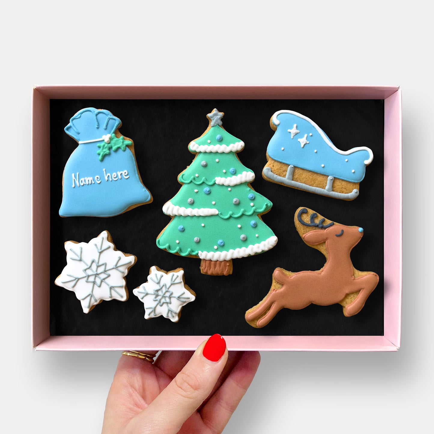 Personalised Festive Night Christmas Letterbox Iced Cookies