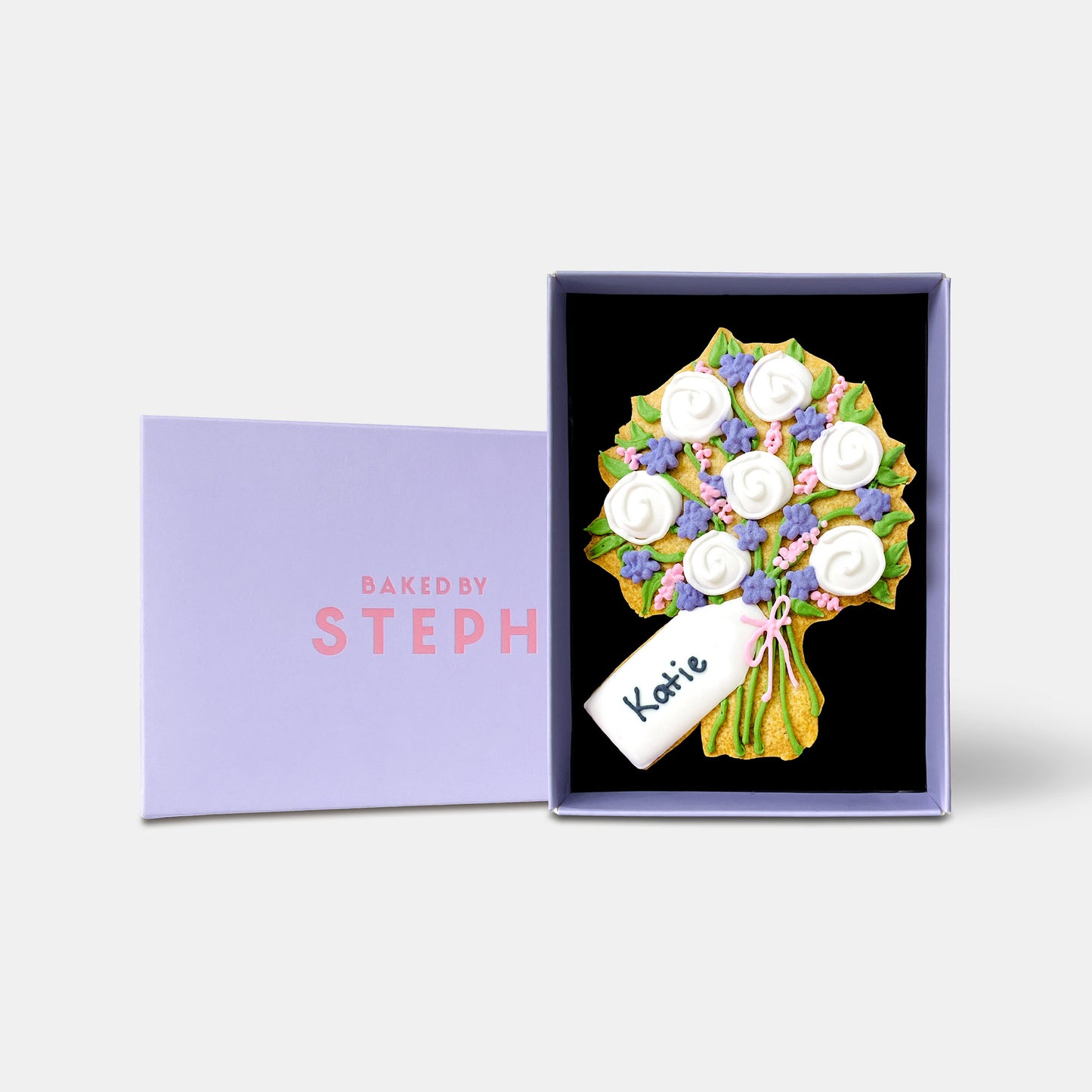 Personalised Floral Bouquet Letterbox Iced Cookie