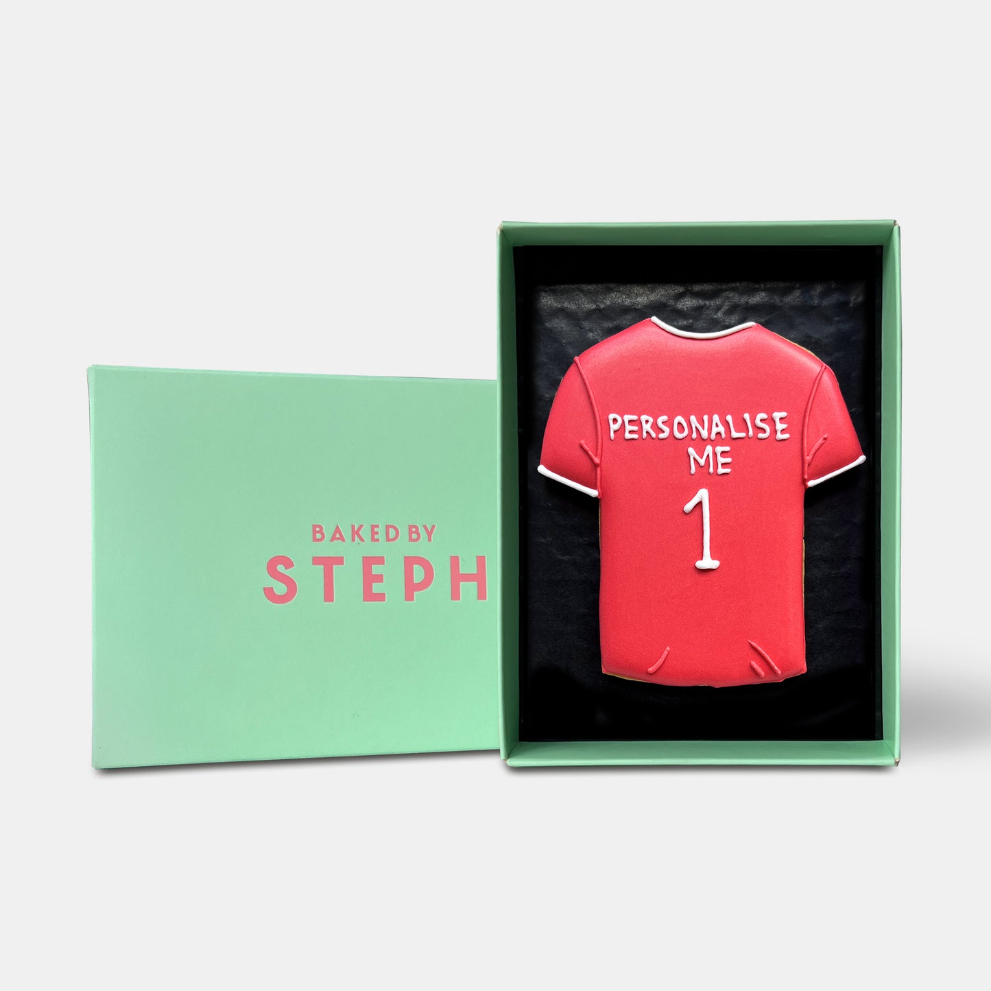 Personalised Red Football Shirt Letterbox Iced Cookie - Baked by Steph