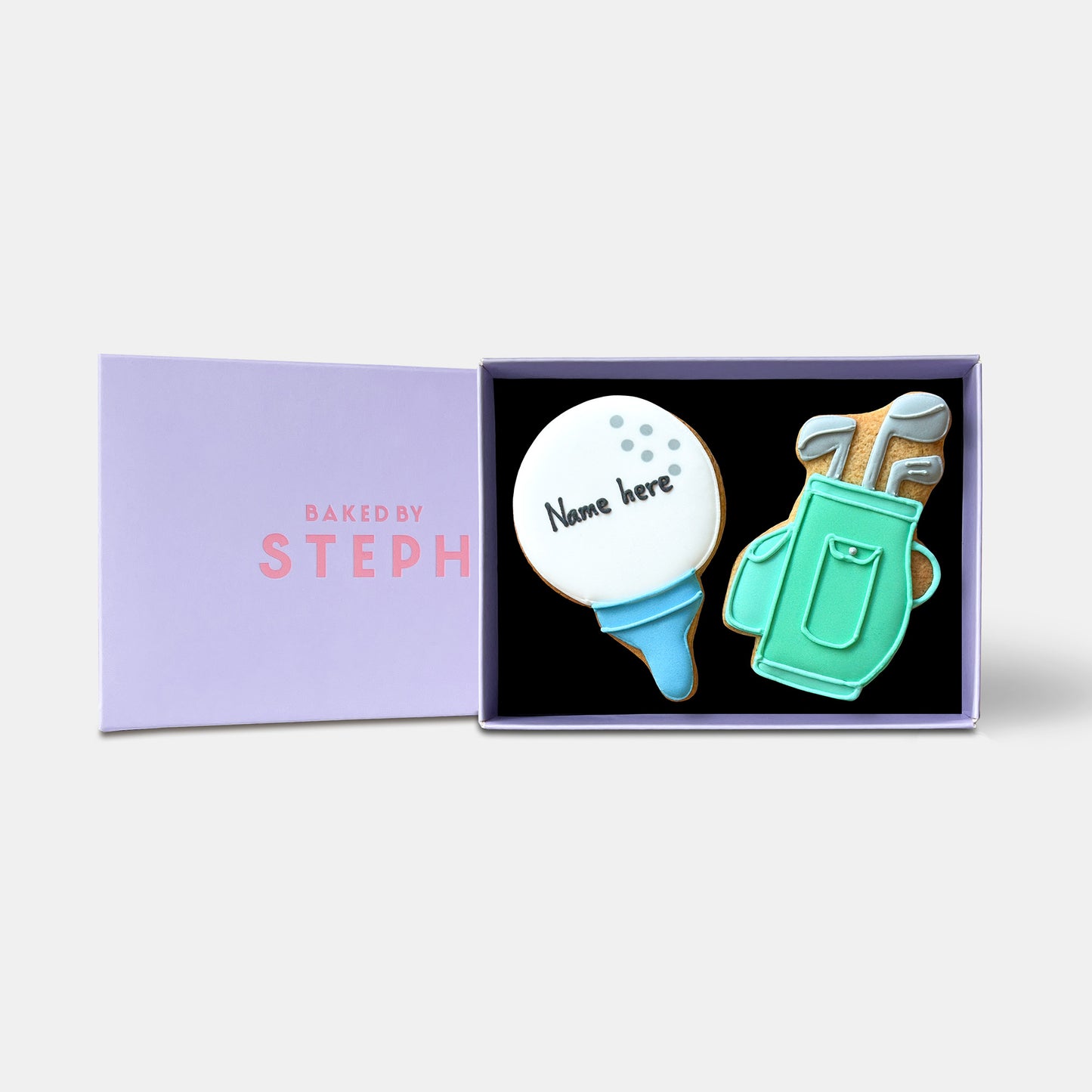 Personalised Golf Ball Birthday Letterbox Iced Cookies