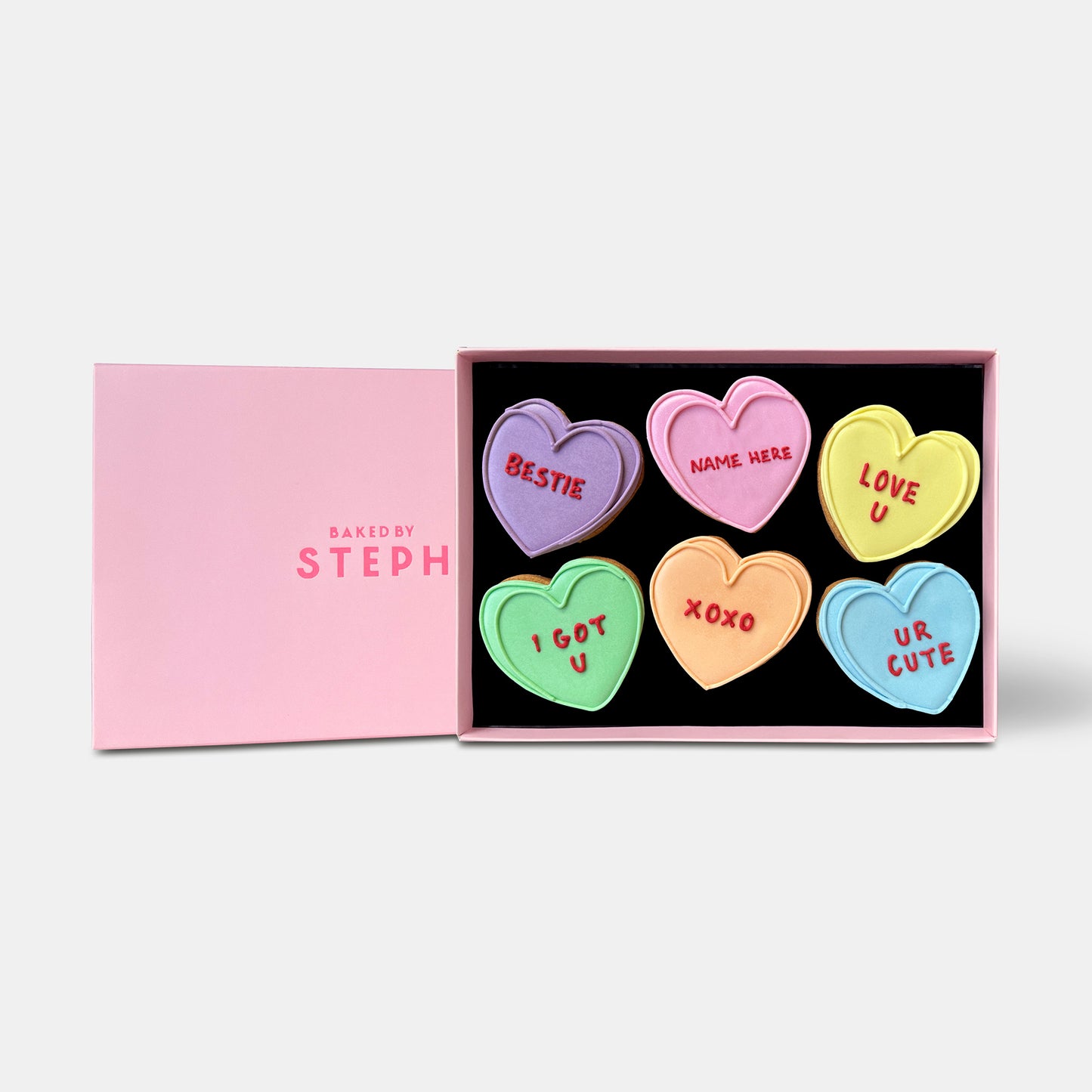 Vegan Personalised Love Hearts Valentine's Letterbox Iced Cookies