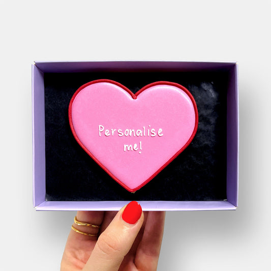 Personalised Pink Heart Letterbox Iced Cookie