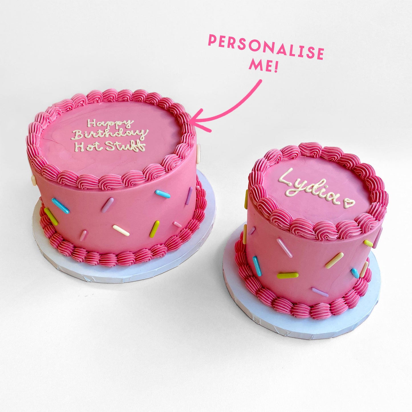 Personalised Pink Sprinkle Cake