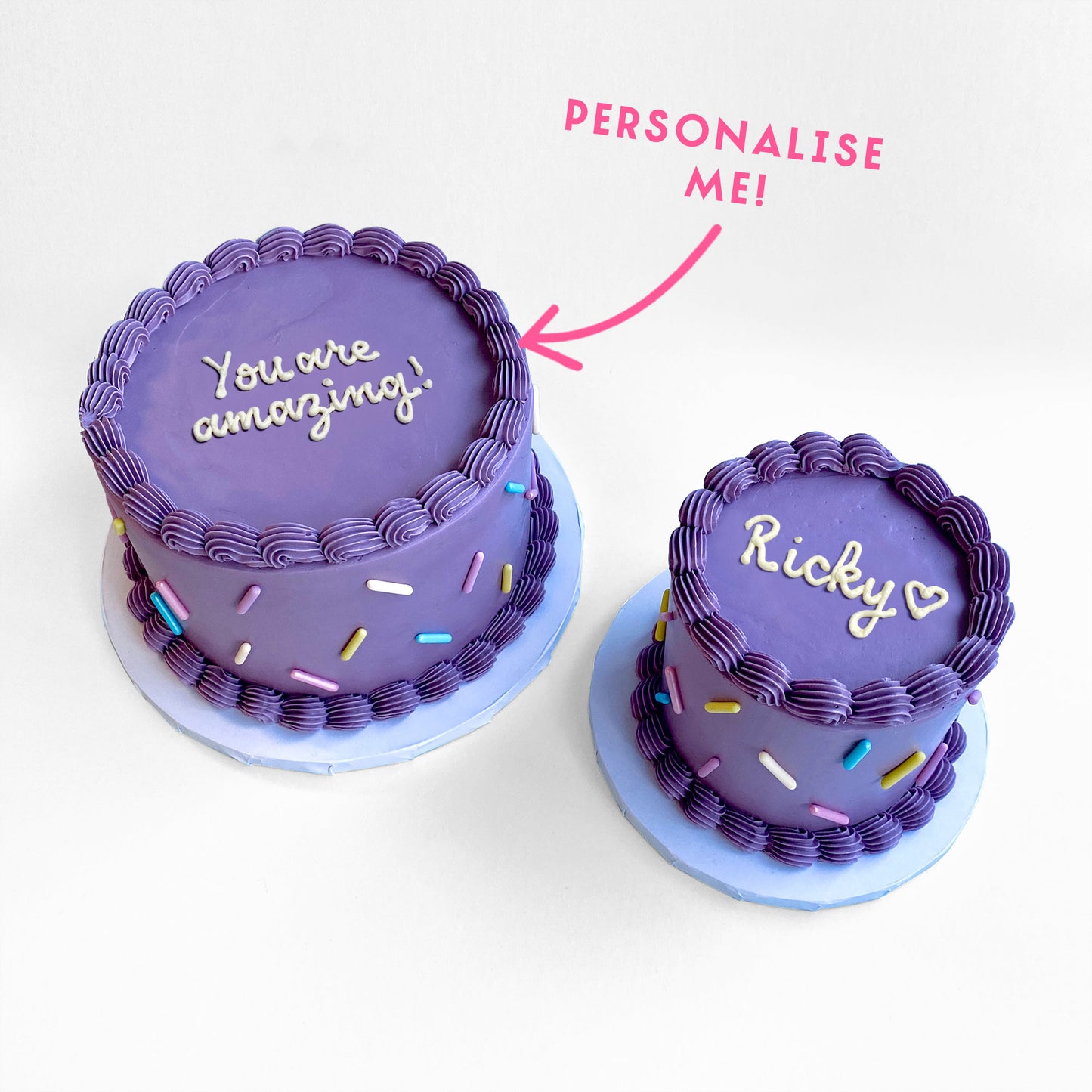 Personalised Purple Sprinkle Cake