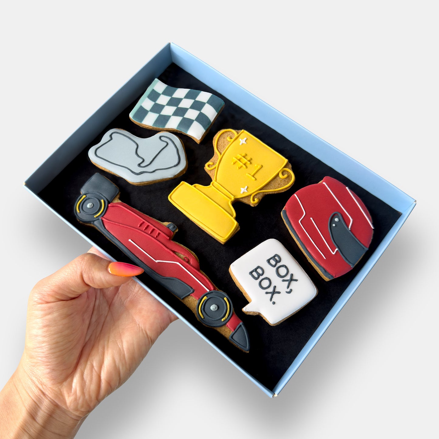 Personalised Racer Birthday Letterbox Iced Cookies