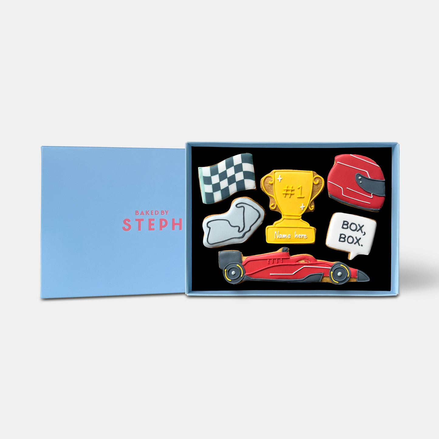 Personalised Racer Birthday Letterbox Iced Cookies