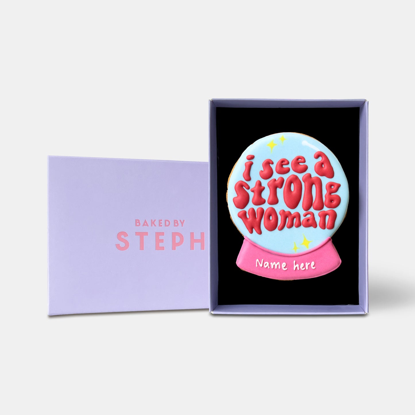 Personalised I See A Strong Woman Crystal Ball Letterbox Iced Cookie