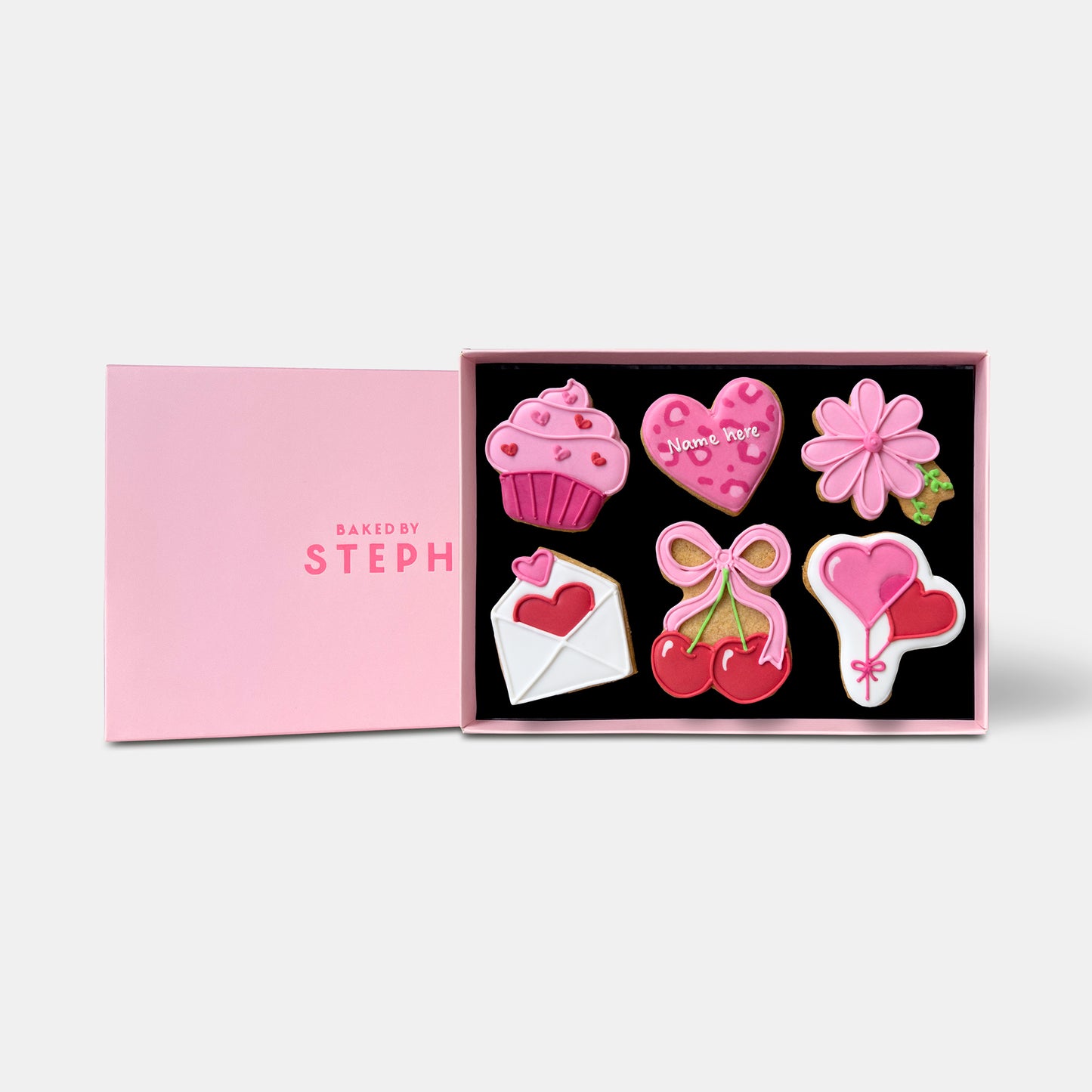 Personalised The Pink Box Letterbox Iced Cookies