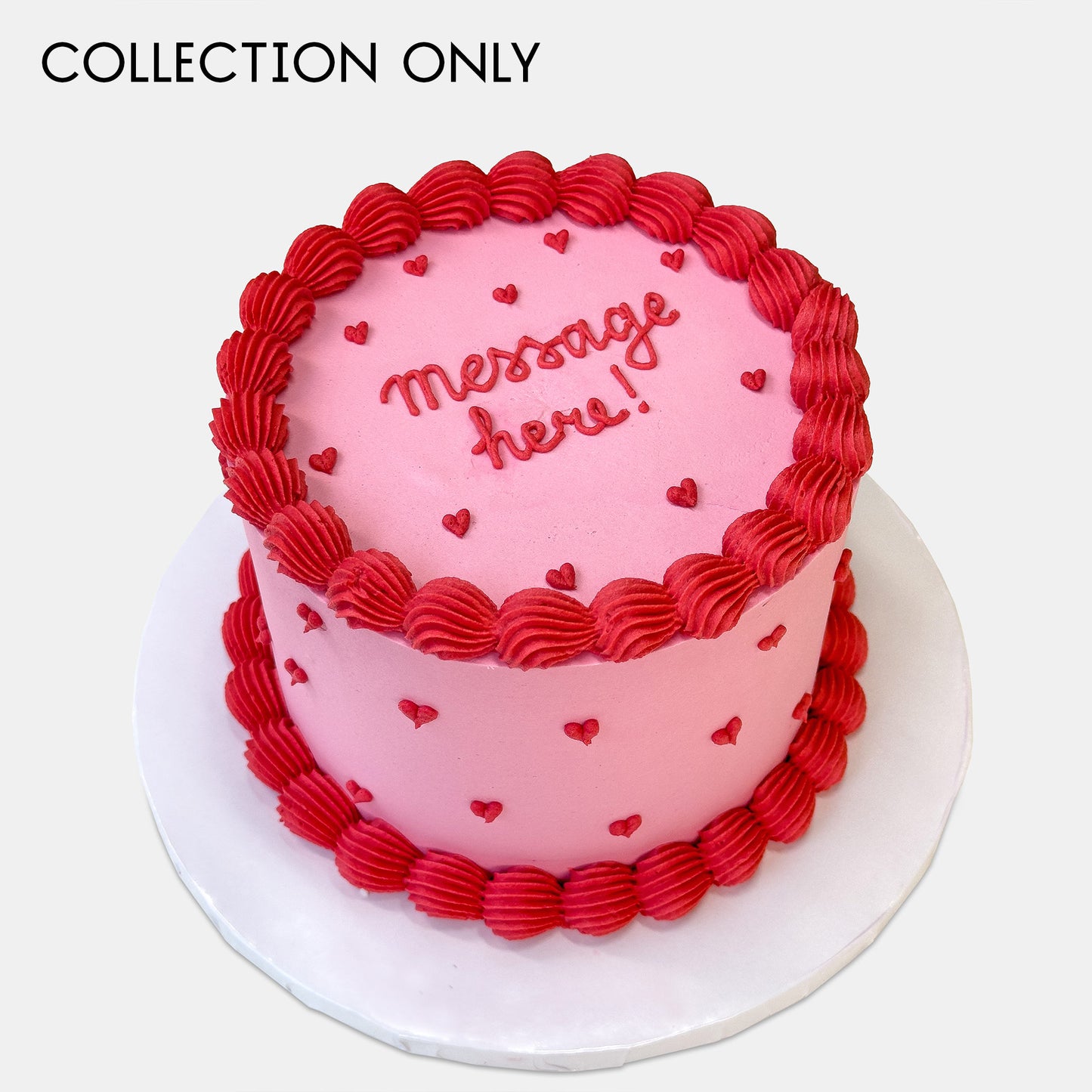 Personalised Red Piped Heart Cake