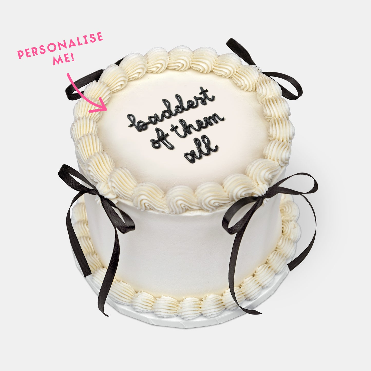 Personalised Black Ribbon Cake