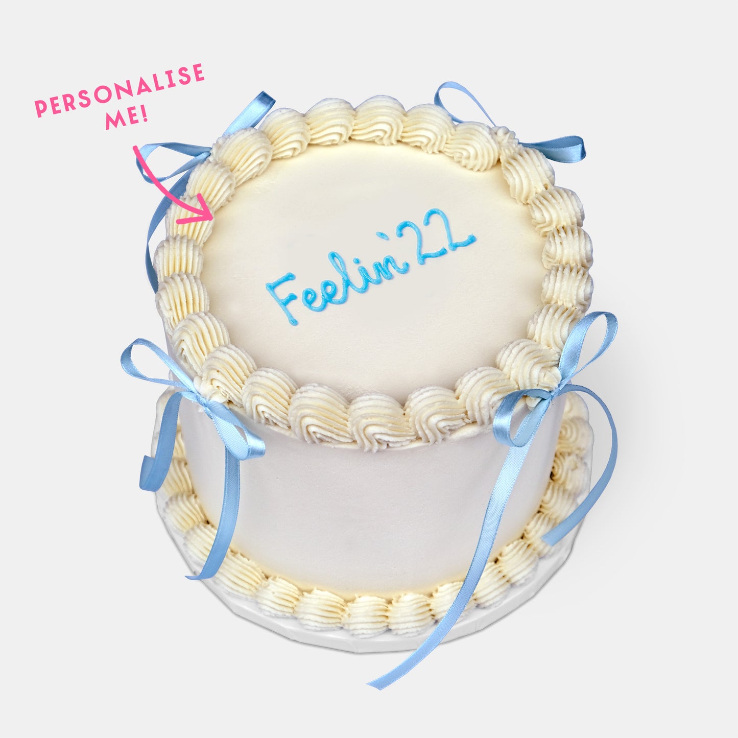 Personalised Blue Ribbon Cake