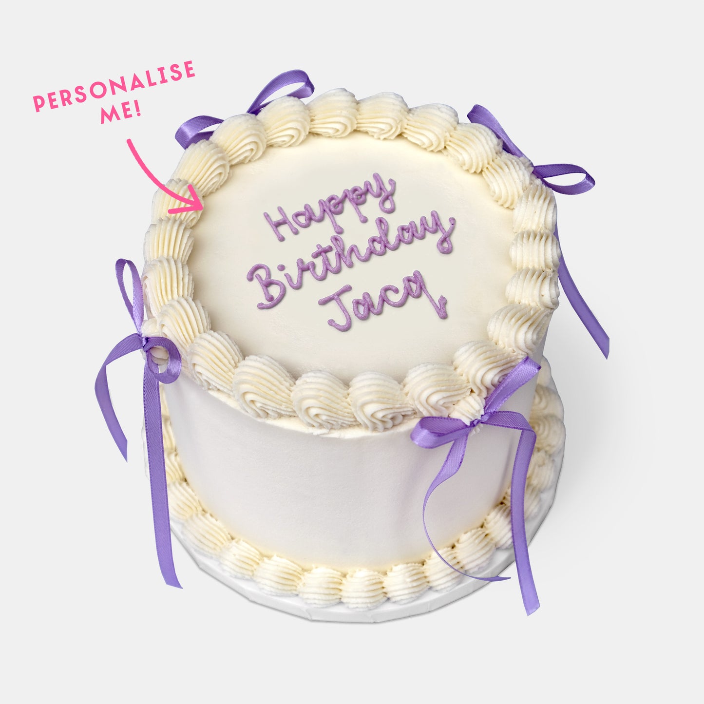 Personalised Purple Ribbon Cake