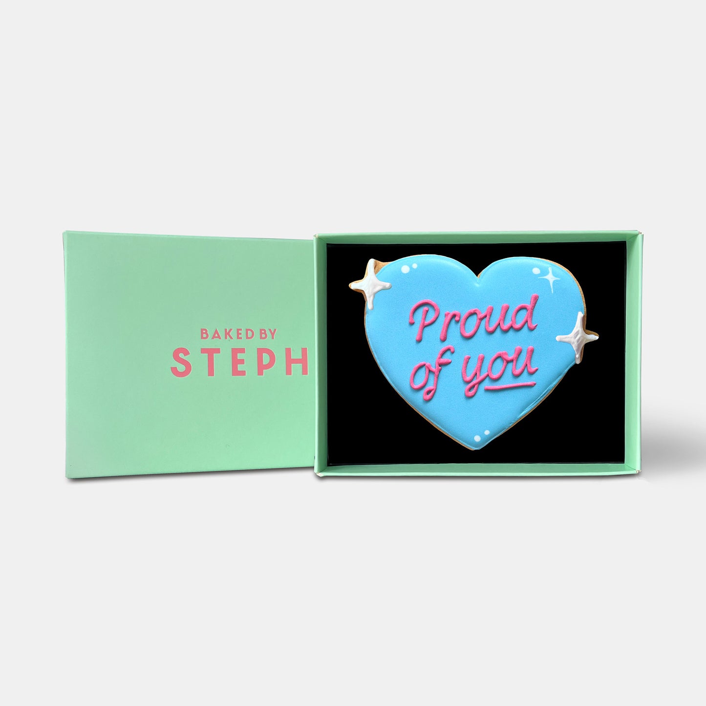 Proud Of You Blue Heart Congratulations Letterbox Iced Cookie
