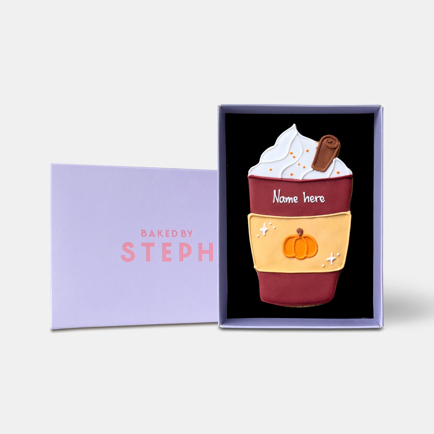 Personalised Pumpkin Spice Latte Autumn Letterbox Iced Cookie