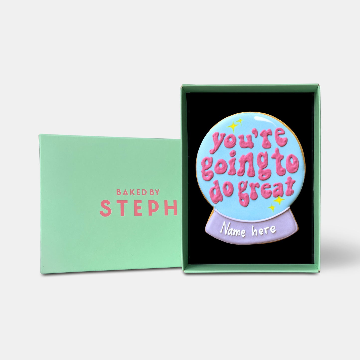 Personalised You're Going To Do Great Crystal Ball Letterbox Iced Cookie