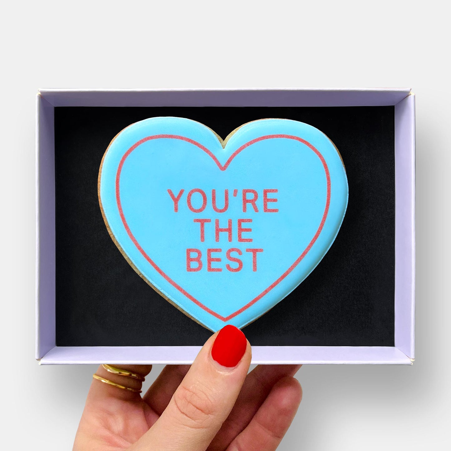 You're The Best Thank You Heart Letterbox Printed Iced Cookie