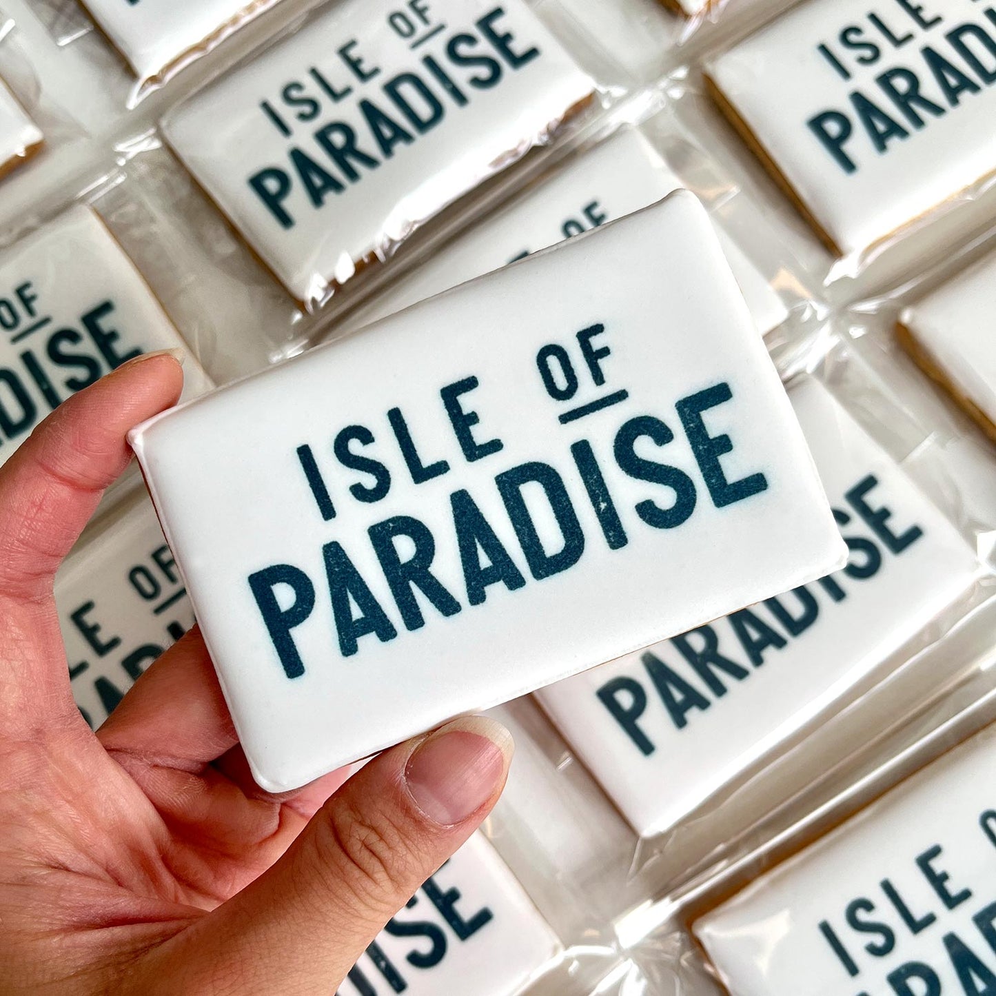 Custom Rectangle Printed Branded Logo Iced Cookies