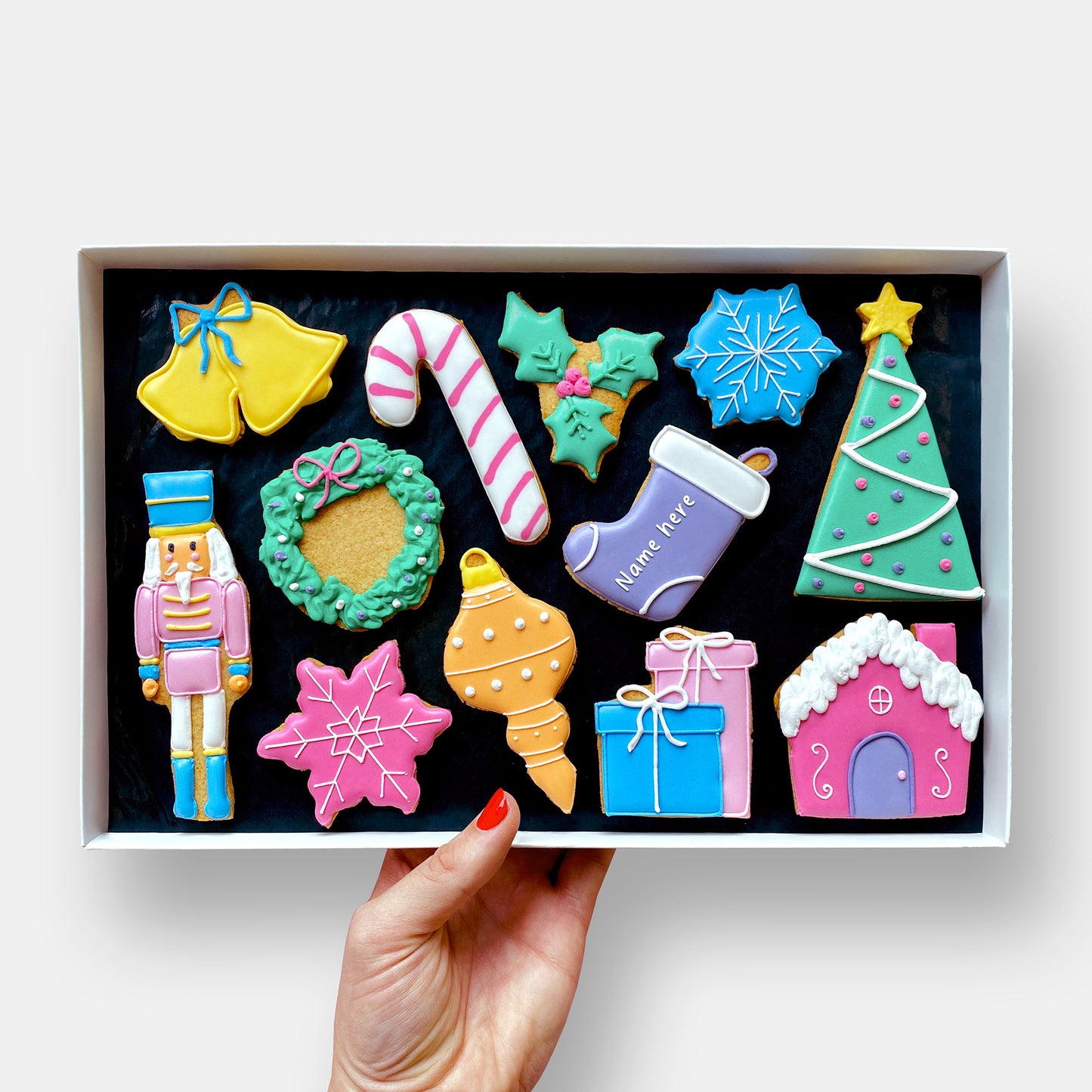 Personalised Classic Christmas Iced Cookie Box