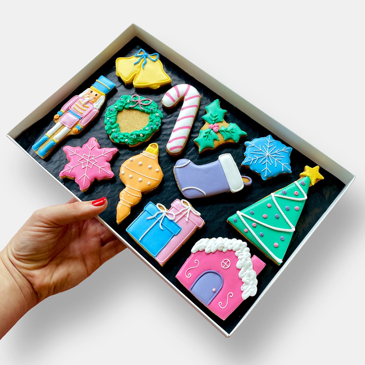 Personalised Classic Christmas Iced Cookie Box