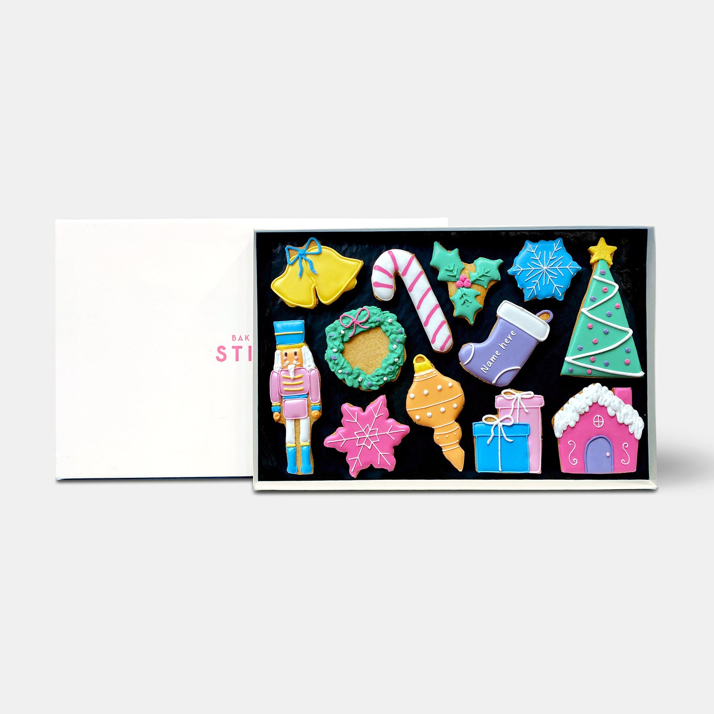 Personalised Classic Christmas Iced Cookie Box