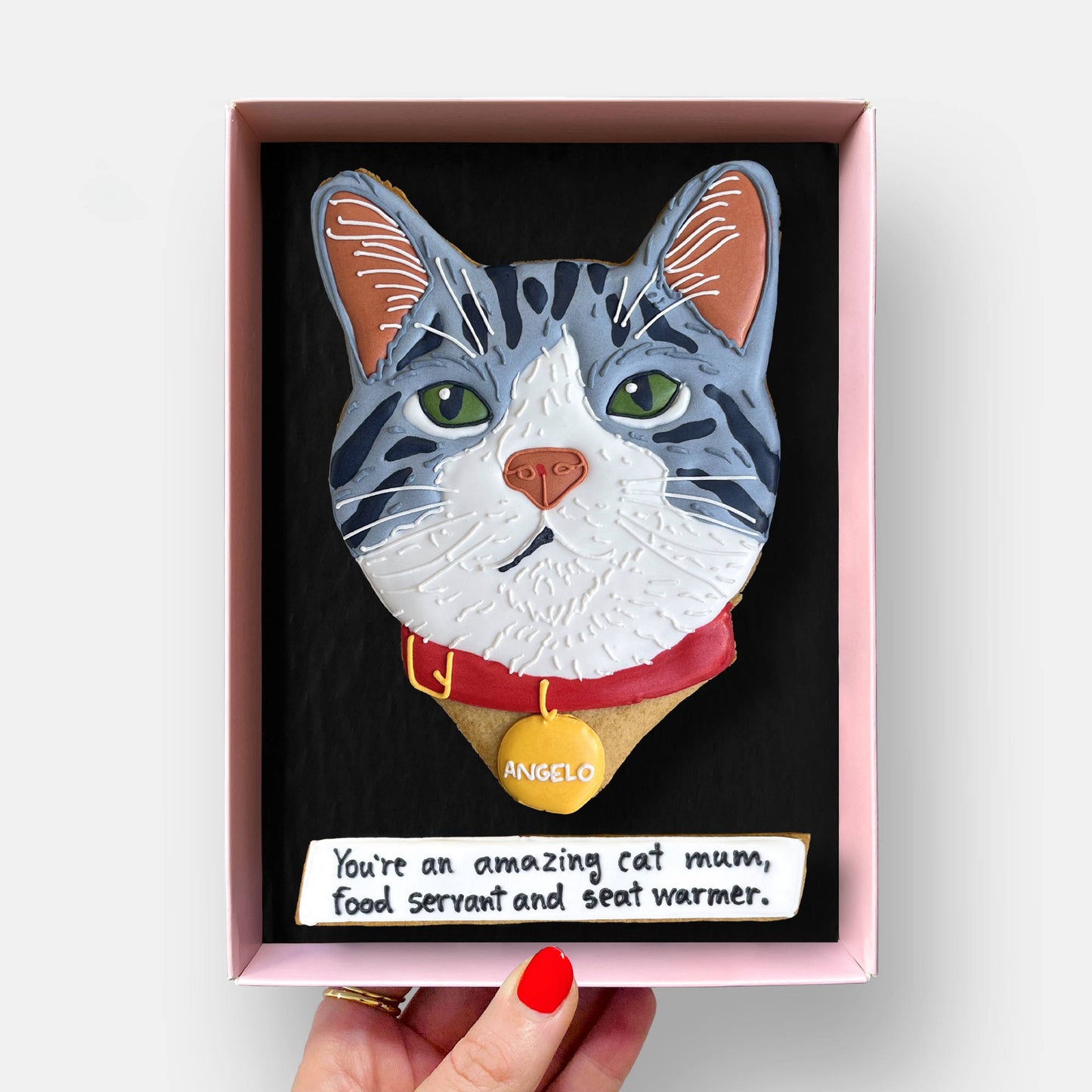 Custom Animal Face & Message Iced Letterbox Cookie