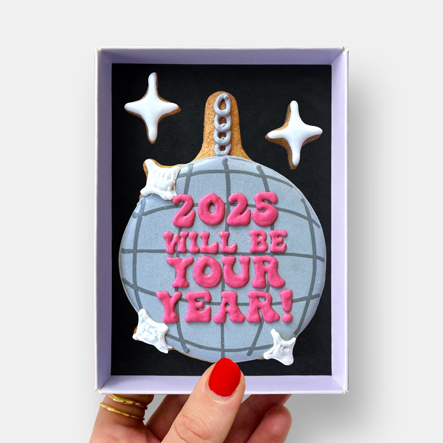 2025 New Year Disco Ball Letterbox Iced Cookies