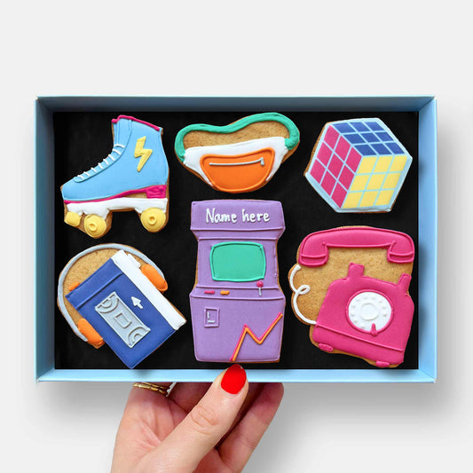 Personalised 80s Baby Birthday Letterbox Iced Cookies