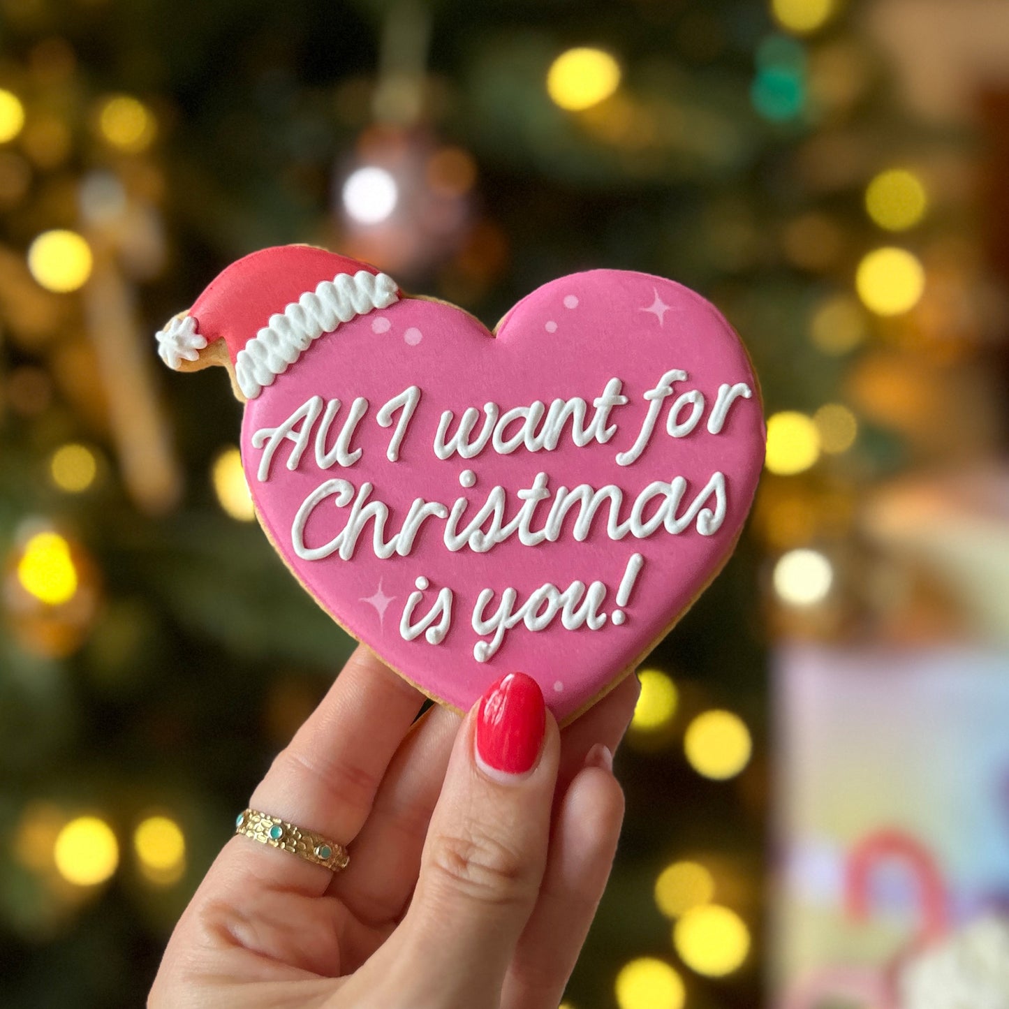 All I Want For Christmas Heart Letterbox Iced Cookie