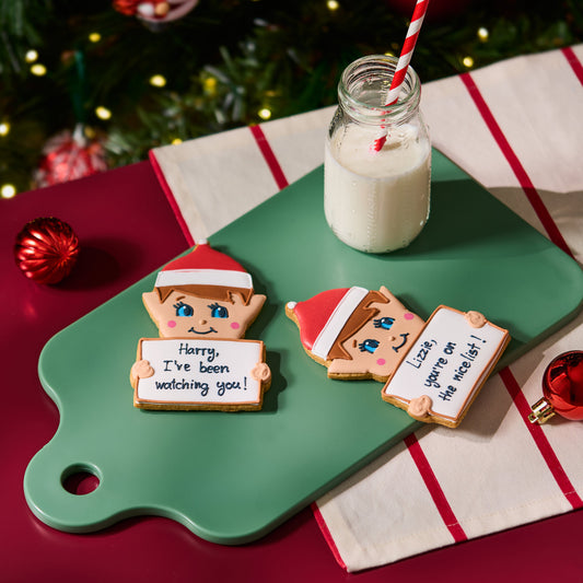 Personalised Christmas Cheeky Elf Letterbox Iced Cookie