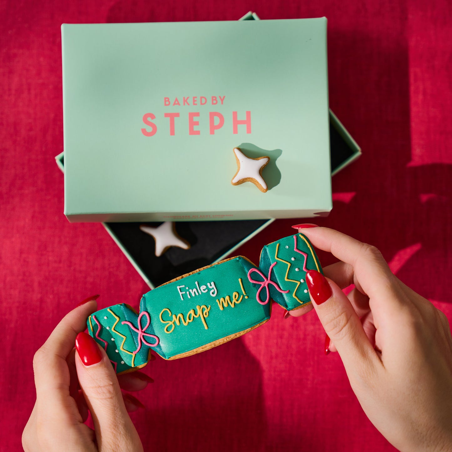 Personalised Christmas Cracker Letterbox Iced Cookie