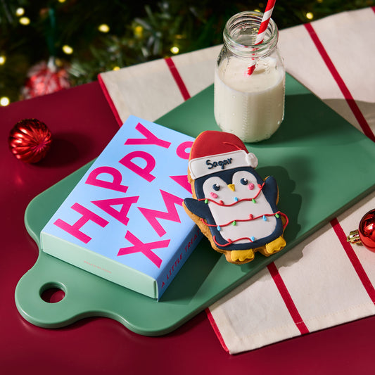 Personalised Christmas Penguin Letterbox Iced Cookie