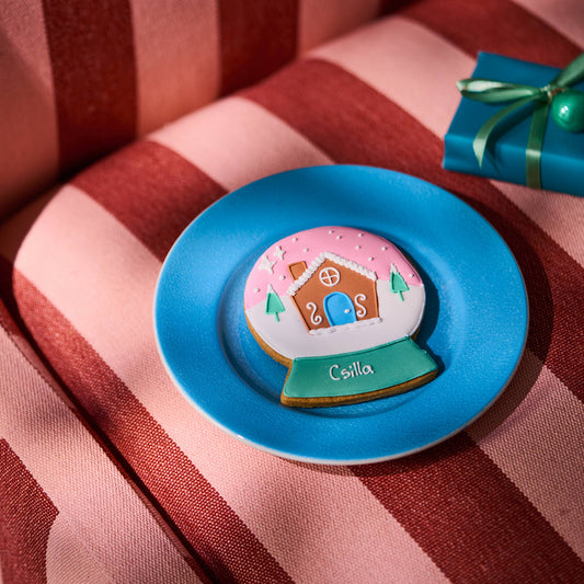 Vegan Personalised Christmas Snow Globe Letterbox Iced Cookie