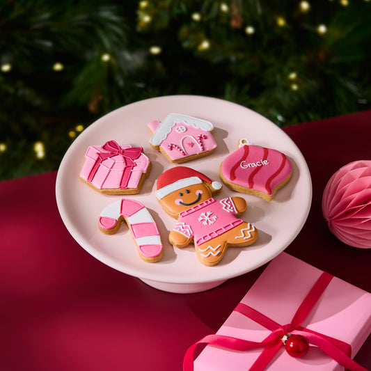 Personalised Very Pink Christmas Letterbox Iced Cookies (Supporting the Pink Ribbon Foundation)