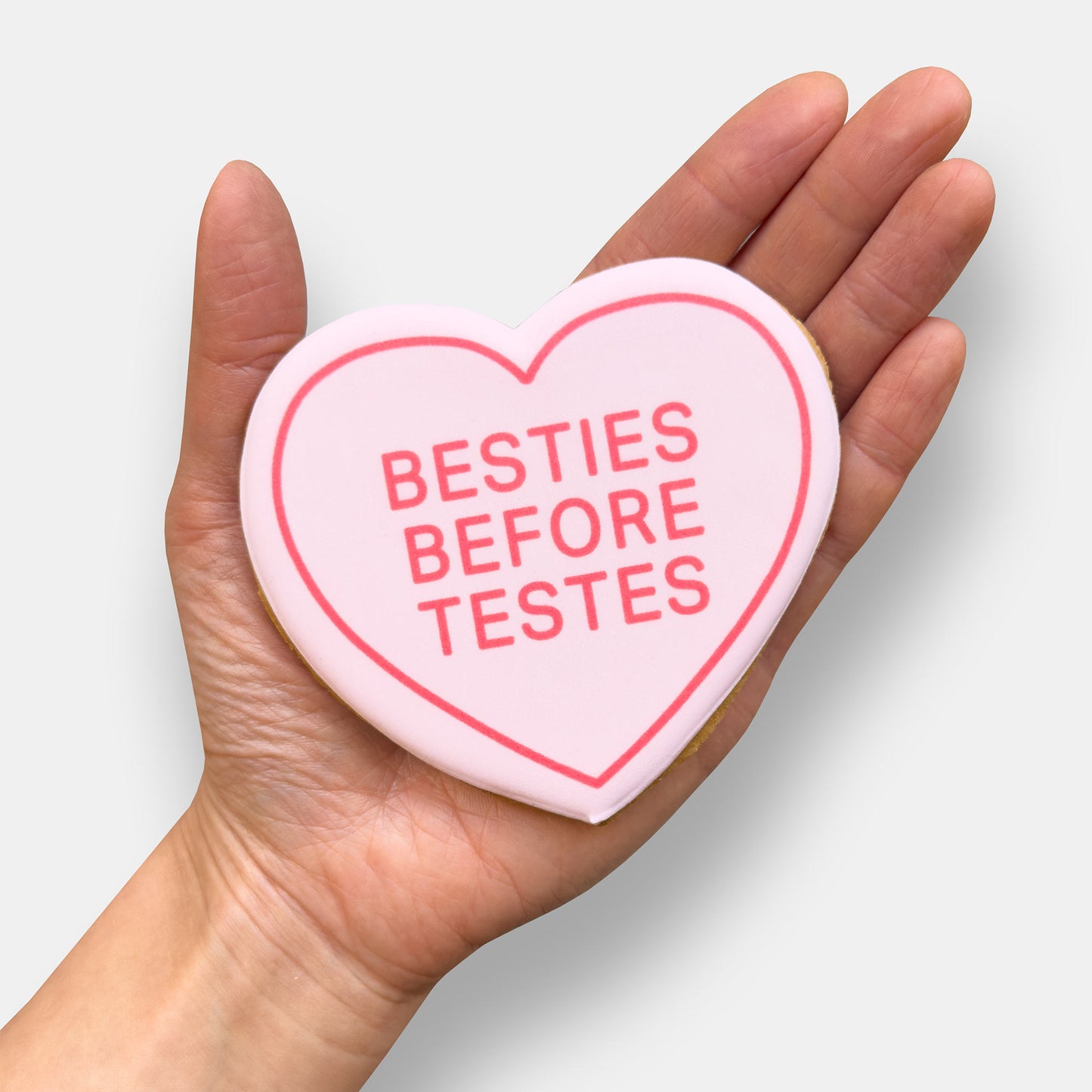 Besties Before Testes Love Heart Valentine's Letterbox Iced Cookie