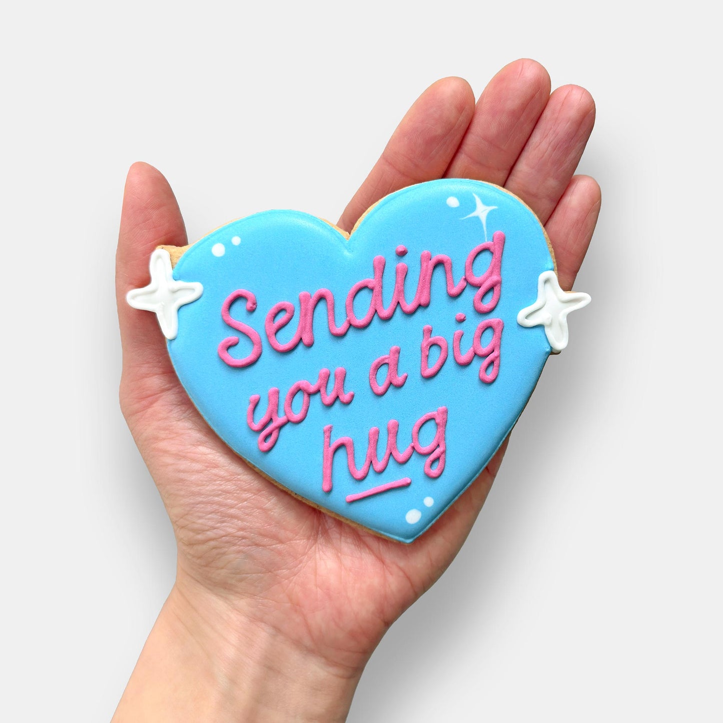 Big Hug Blue Heart Thinking Of You Letterbox Iced Cookie