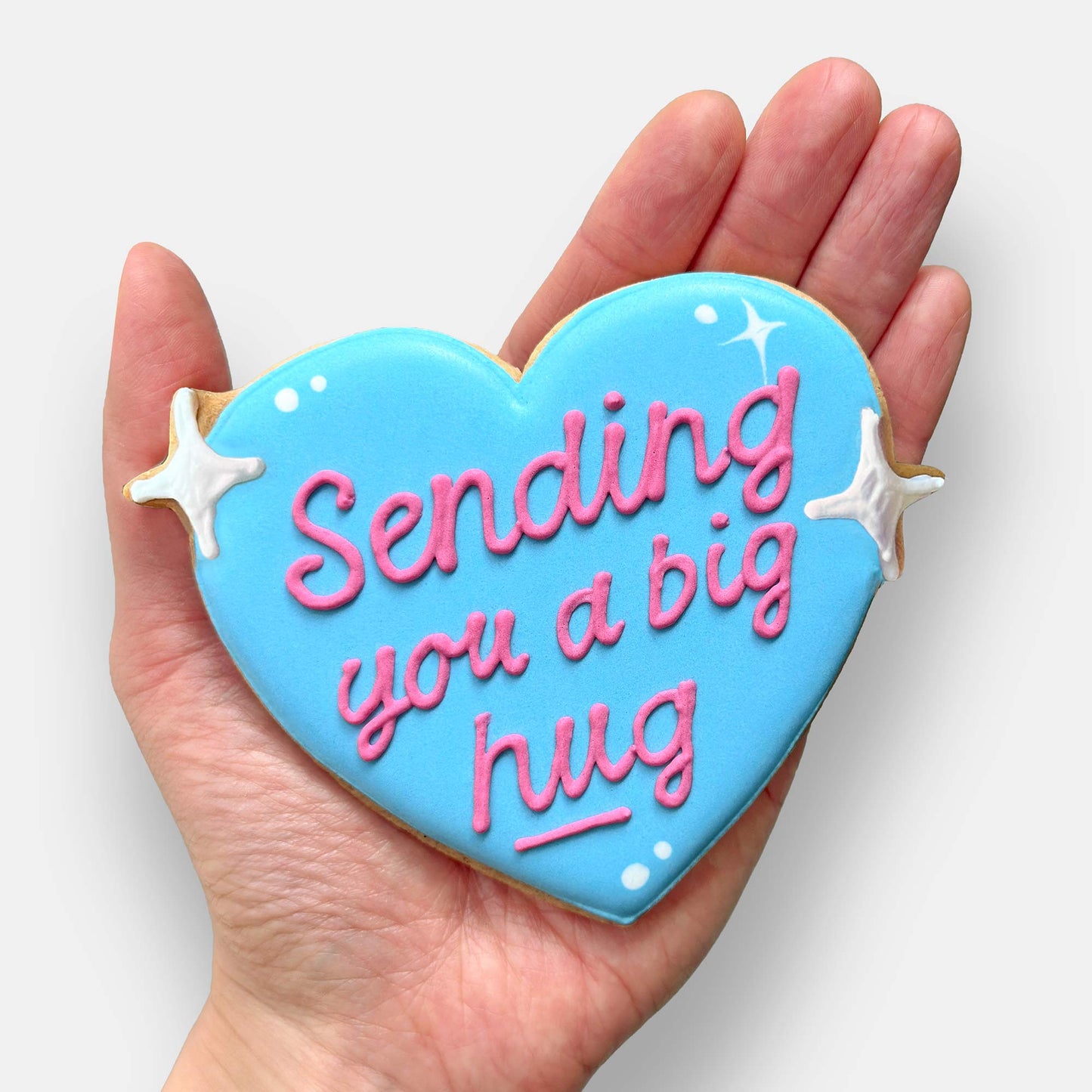 Big Hug Blue Heart Thinking Of You Letterbox Iced Cookie