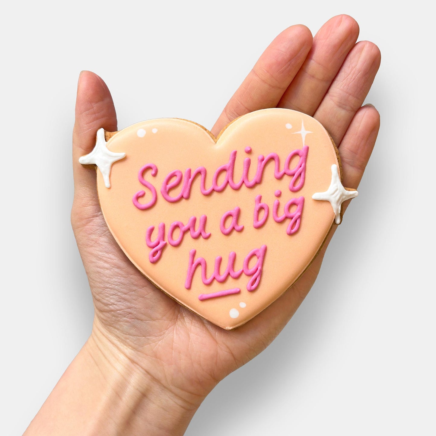 Big Hug Peach Heart Thinking Of You Letterbox Iced Cookie