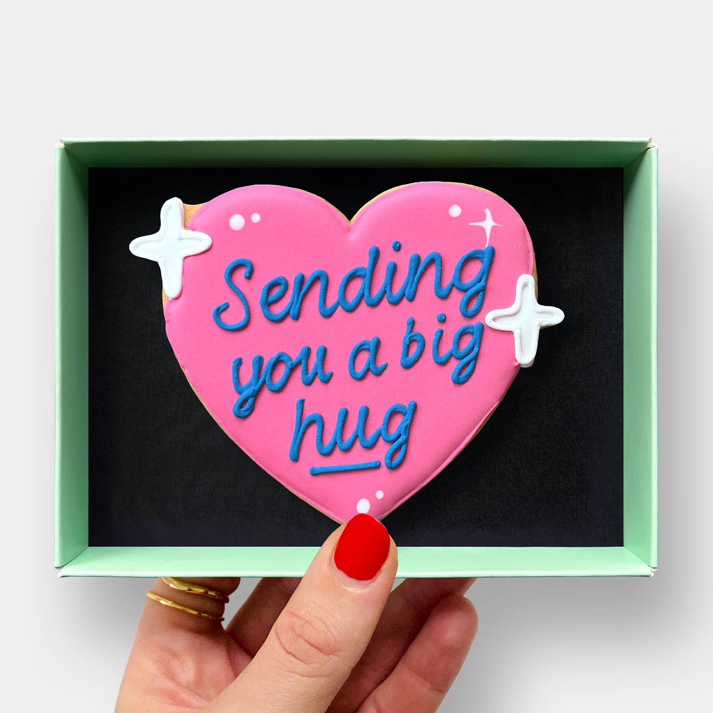Big Hug Pink Heart Thinking Of You Letterbox Iced Cookie